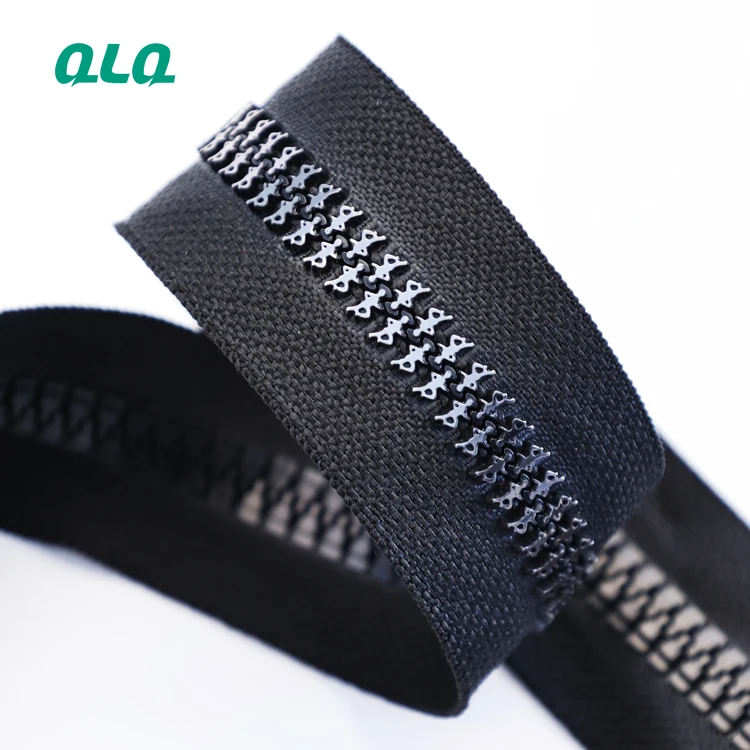Clothes Plastic Zippers Lock Corn Teeth Nylon Coil Resin Custom Chunky Black Bags Zipper Tape Metal Slider Tag Production Line