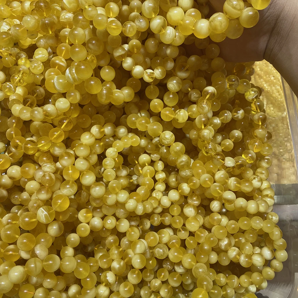 Natural amber Baltic Russia high quality gold white amber cheap amber Muslim prayer beads Amber Beads Bracelet rosary