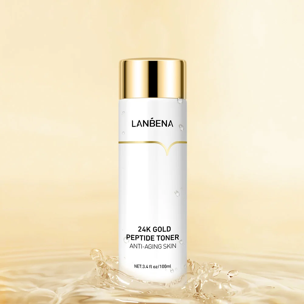 LANBENA hot sale whitening anti aging skin facial 24k gold peptide toner