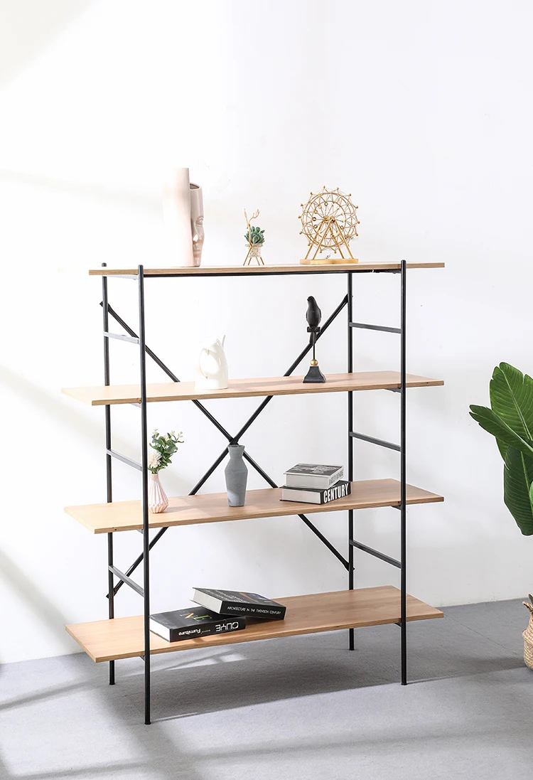 Luxury Modern Design Living Room Furniture Mdf Oak Veneer Wooden Bookshelf