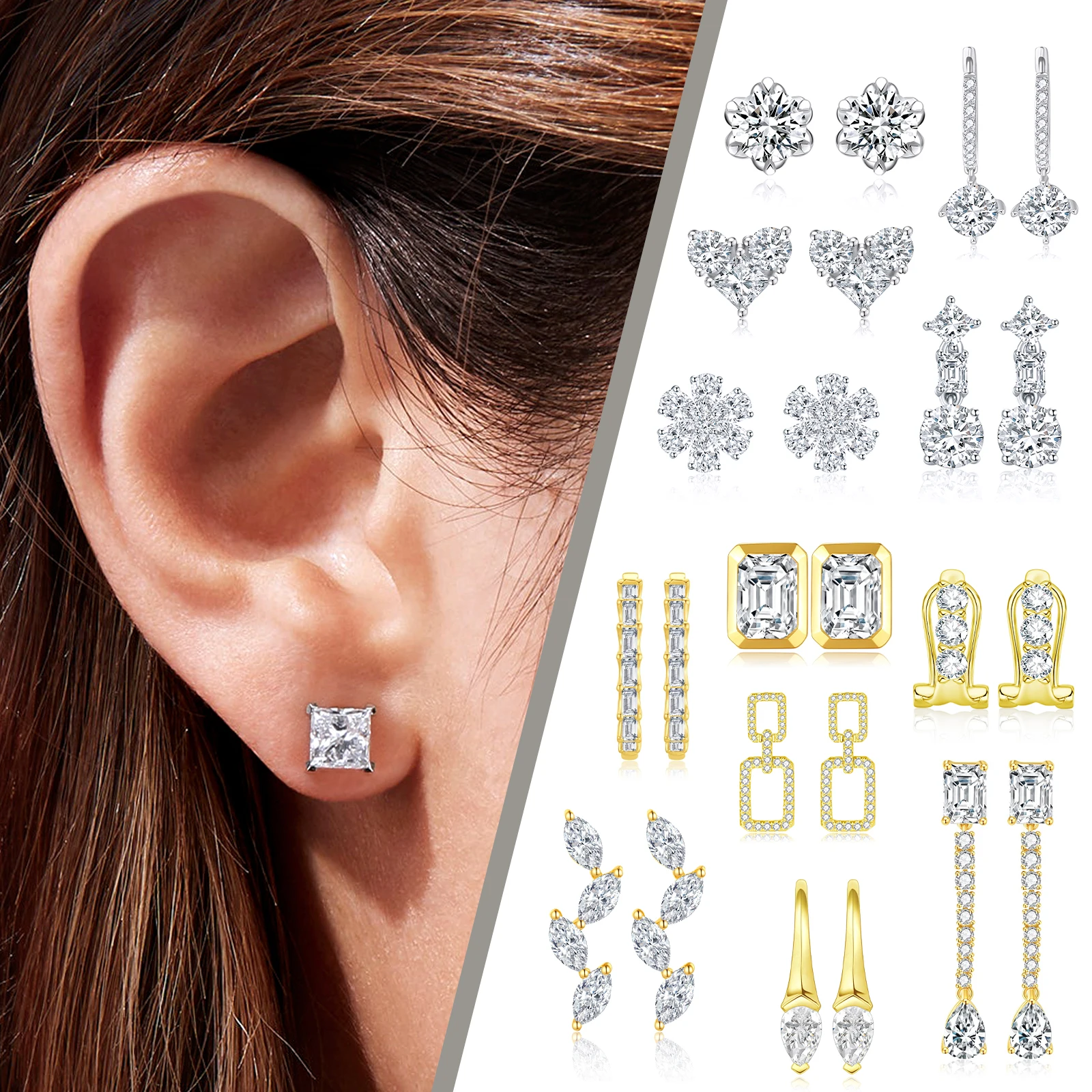 sterling silver s925 14k 18k gold artificial hpht cvd natural real diamond jewelry set for women lab grown made diamond jewelry