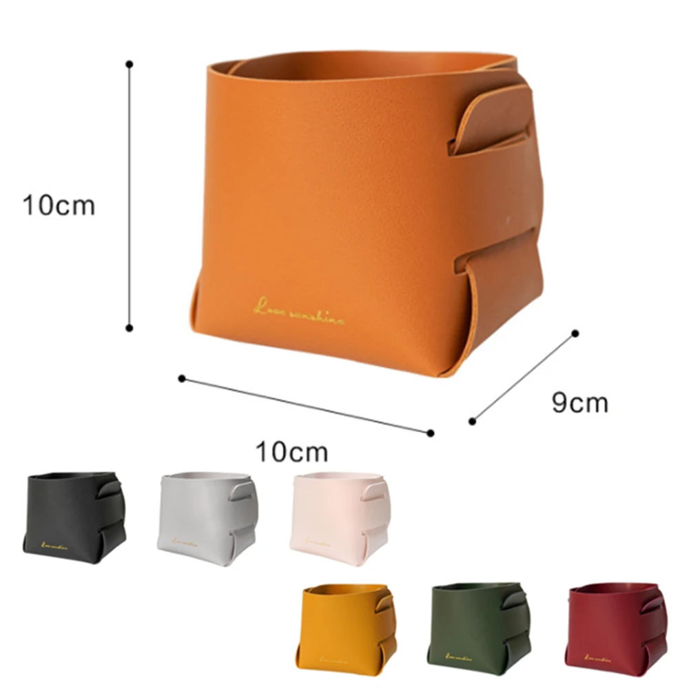 2021 Wholesale Gifts Custom Pu Leather Pen Make Up Tray For Storage Cosmetic Brush Vase Leather Storage Box