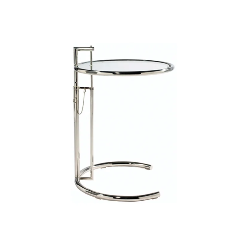 Modern Transparent Small Tea Table Stainless Steel Glass round End Table for Living Room Home Hotel-Simple Assembly Coffee Table