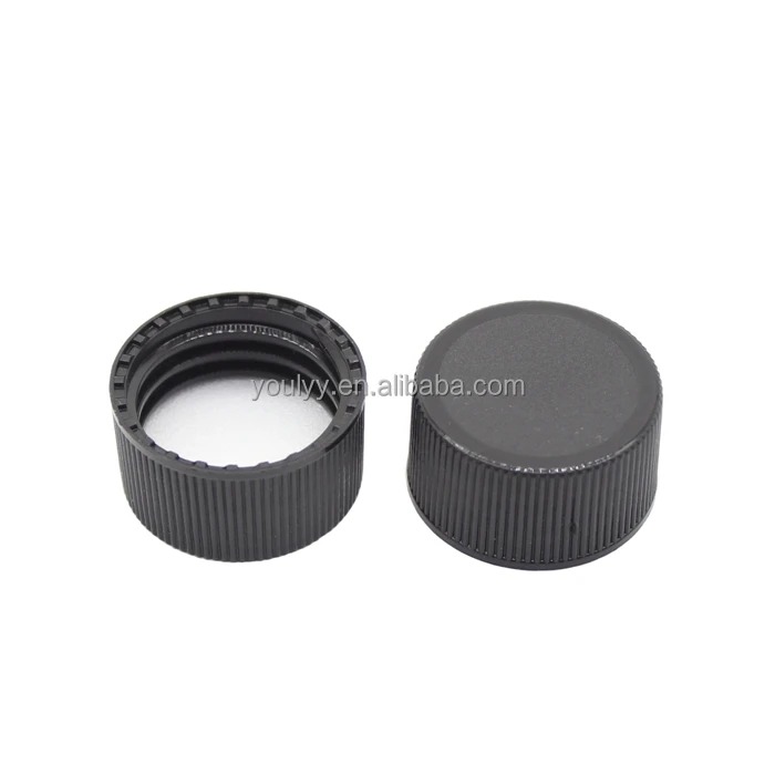 24mm Black Threaded Screw PP Plastic Cap with PE or Silicone PTFE gasket