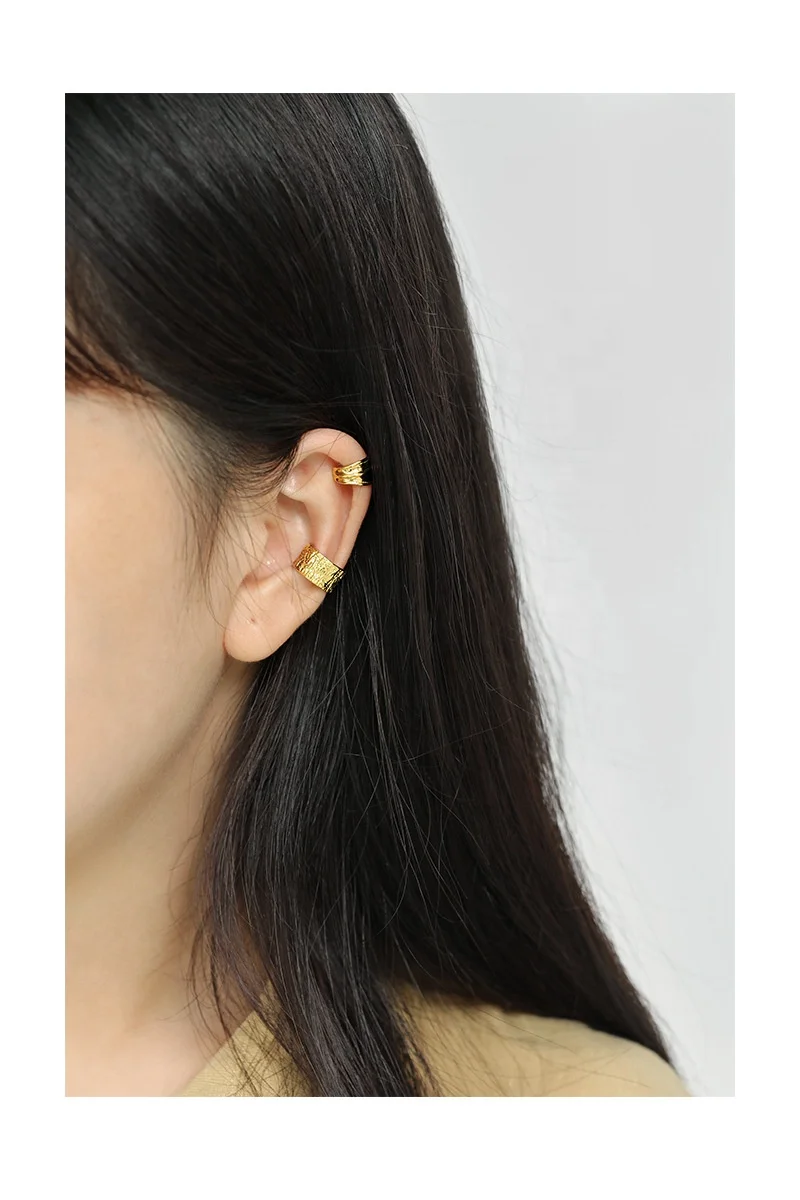 2021 New Fashion Invisible Earring No Piercing Clip S925 Sterling Silver Earring Cuff Gold Plated No Pierced Clutch Earring Gift