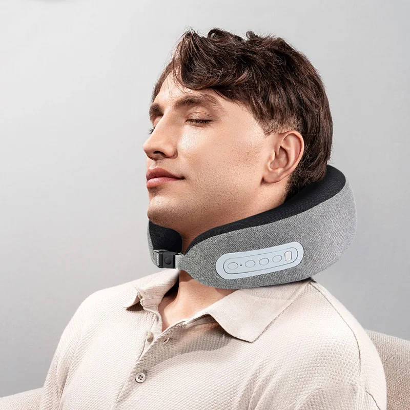 2024 Hot 3000mAh Cordless Dual Motor Operated U-Shaped Neck Massager Airplane Car Travel Massage Pillow with Infrared Heating