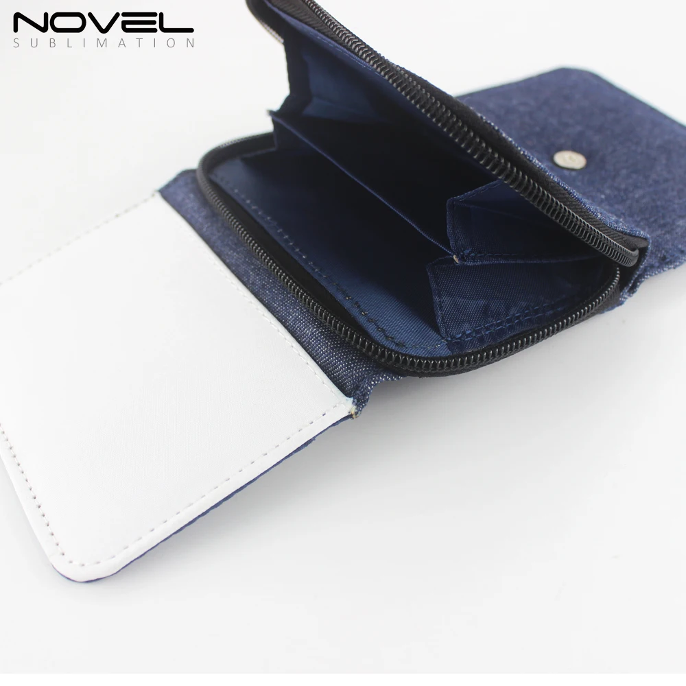 Sublimation Blank Denim Purse Jean Blue Zipper Wallet