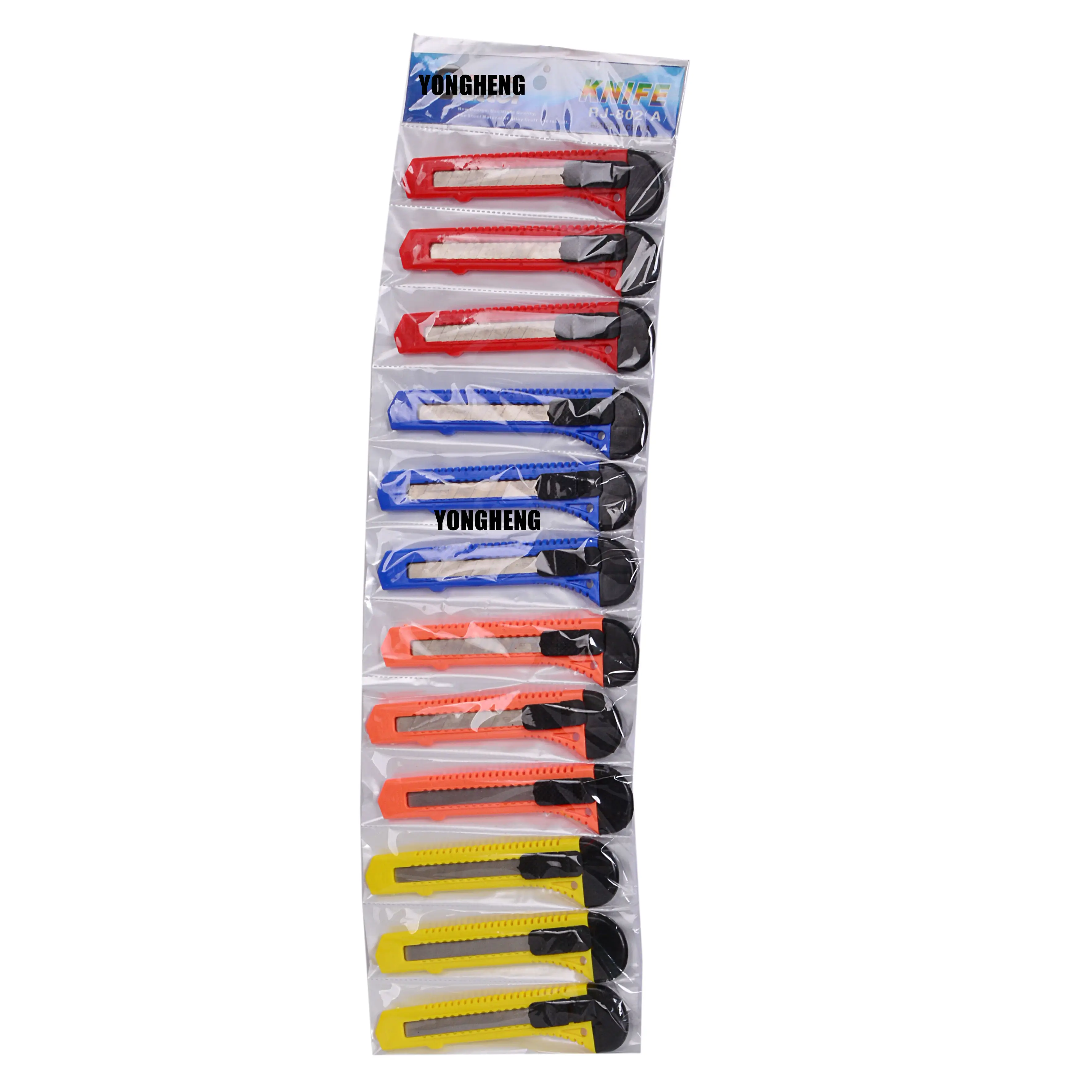 Transparent Retractable Paper Cutter Knife Kids Stationery 12pcs Pack Utility Knife Set For Office