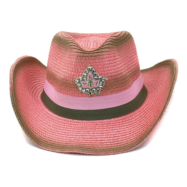 Pink Straw Hat New Sun Shade Beach Hat Promotional Wide Brim Cowboy Straw Hat