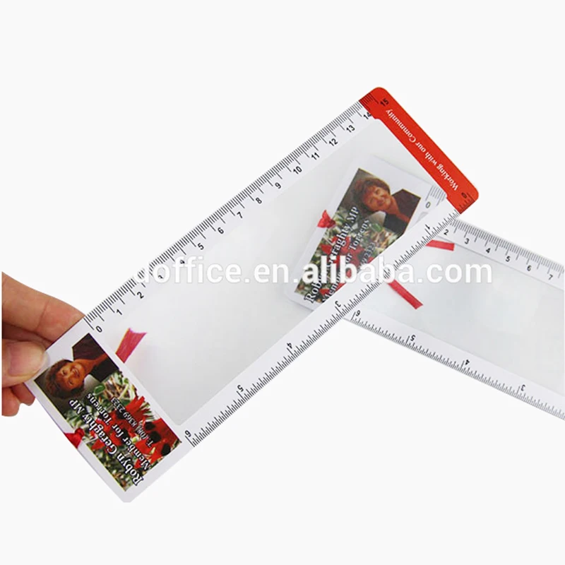 Custom Magnifying Glass Bookmark - Fresnel 3X Power Flat Bookmark Magnifier ruler