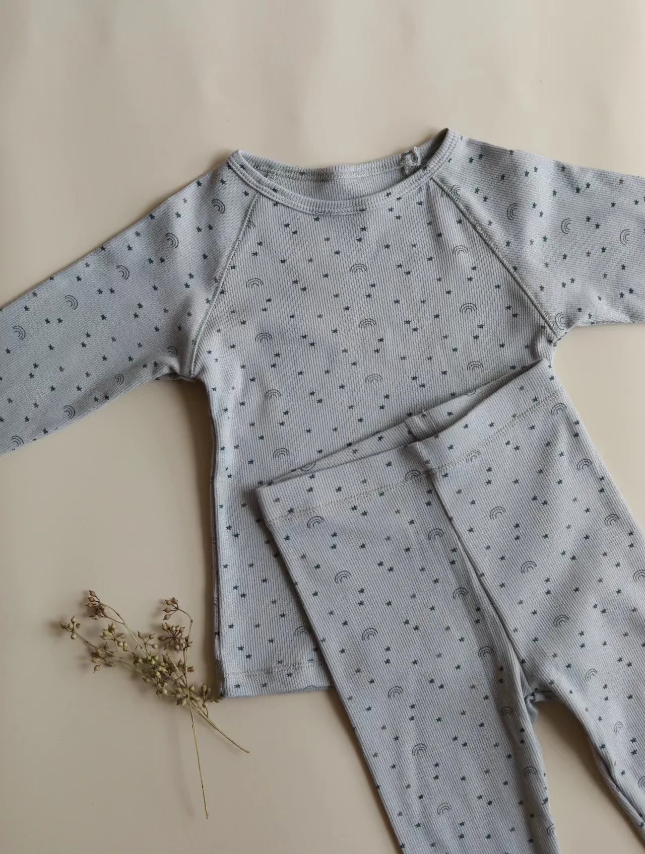 Paleo OEM Child 2 Piece Sets Little Kids Winter Home Baby Clothes Set Super Soft Cotton Ribbed Toddler Boy Girls Clothing Sets