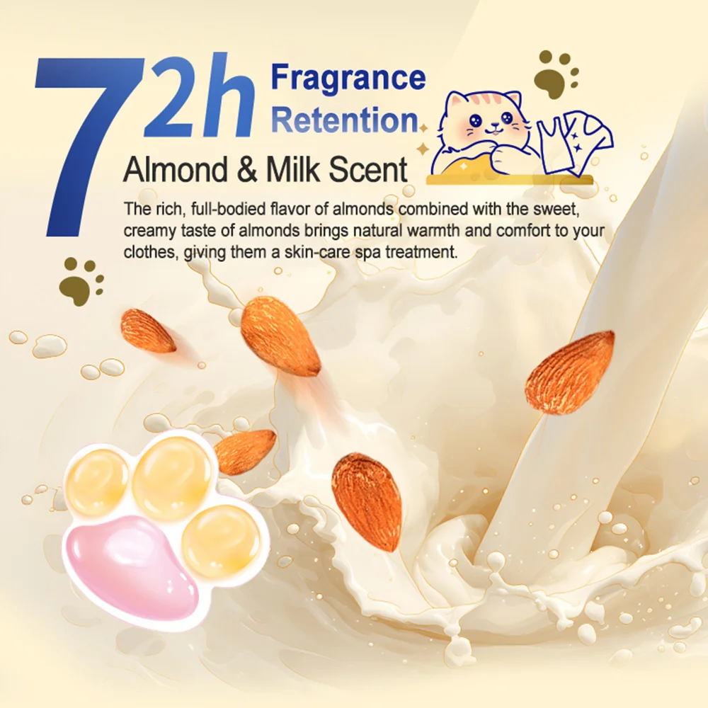 Almond Milk Scents Liquid Washing Eco Clean Laundry Detergent Capsules Pods Baby Cleaning Detergent Natural