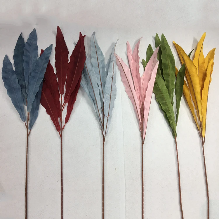 Colorful solid color phoenix nest leaf wedding decoration plants flower autumn replicated artificial leaves