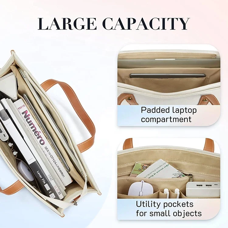 Canvas Tote Bag Classy Shoulder Bag Laptop Bag for Women