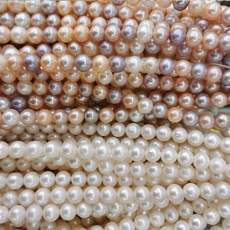 9-10mm High Quality Big Round Freshwater Pearl Strand Flawless Glossy Mix Color Jewelry Accessories for necklace or bag making