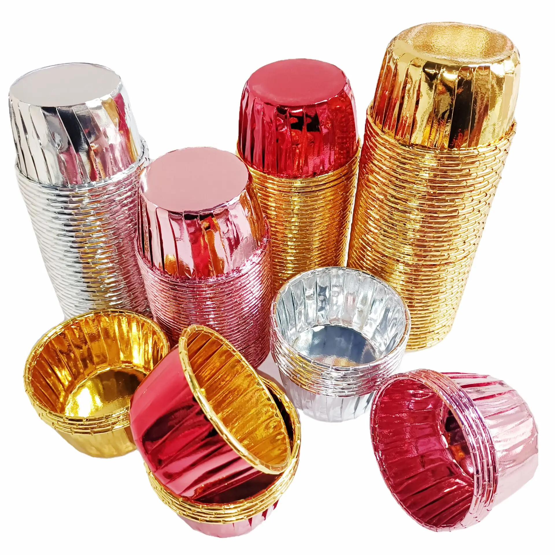 Factory direct sales Golden double sided aluminum cupcake cups Color rimmed cake cup  baking cup aluminized cupcakes