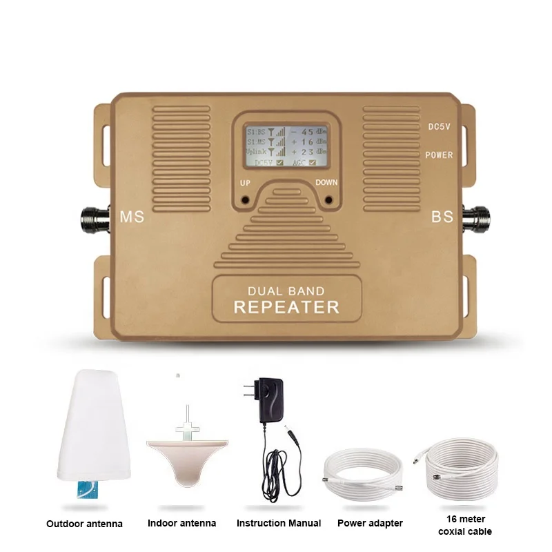 Dual band 2G 3G 4G cell phone signal booster, mobile phone repeater kit amplifier Dual signal band