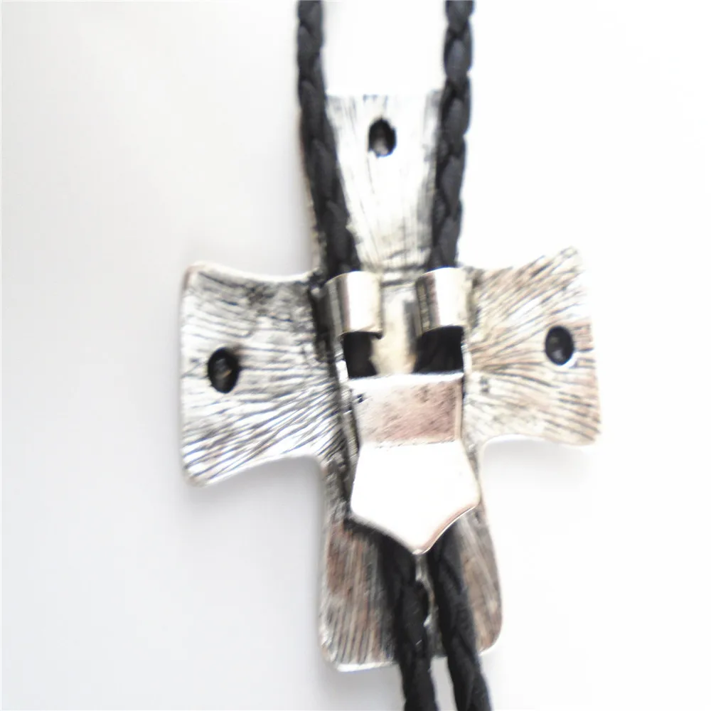 bolo tie leather PU with cross pendant necklace