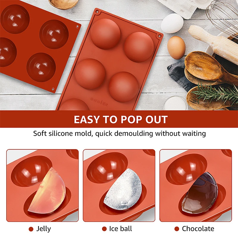 Medium Semi Sphere Silicone Mold 4 Packs Baking Mold for Making Hot Chocolate Bomb  Cake Jelly Dome Mousse Cake Tools