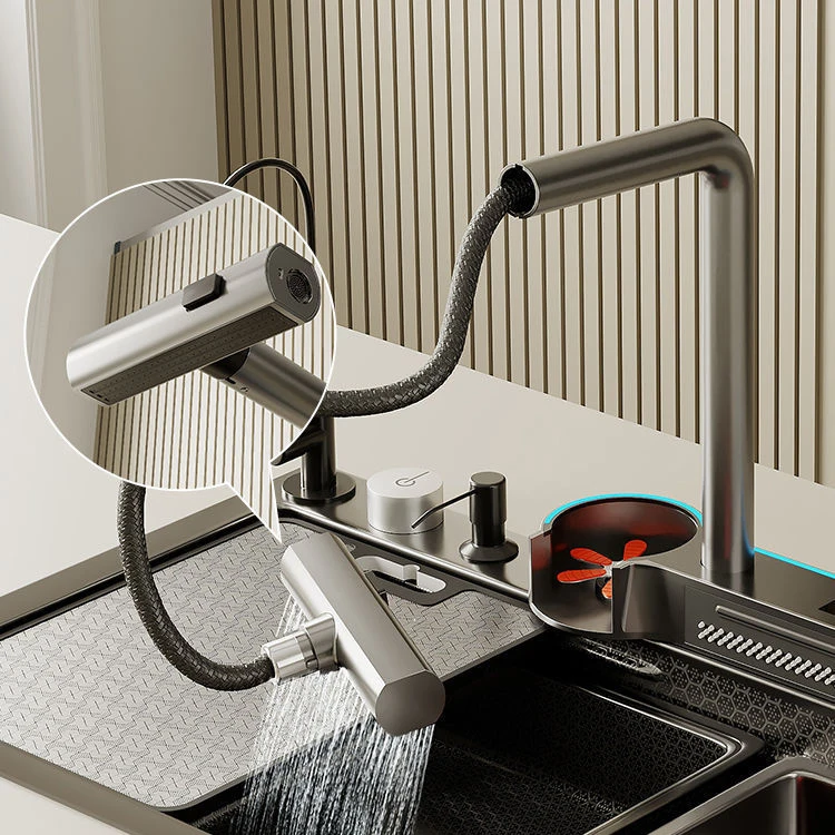 Pexmax Dolphin 304 Stainless Steel Waterfall Kitchen Sink Multifunctional Kitchen Sink Countertop Luxury Smart Kitchen Sinks