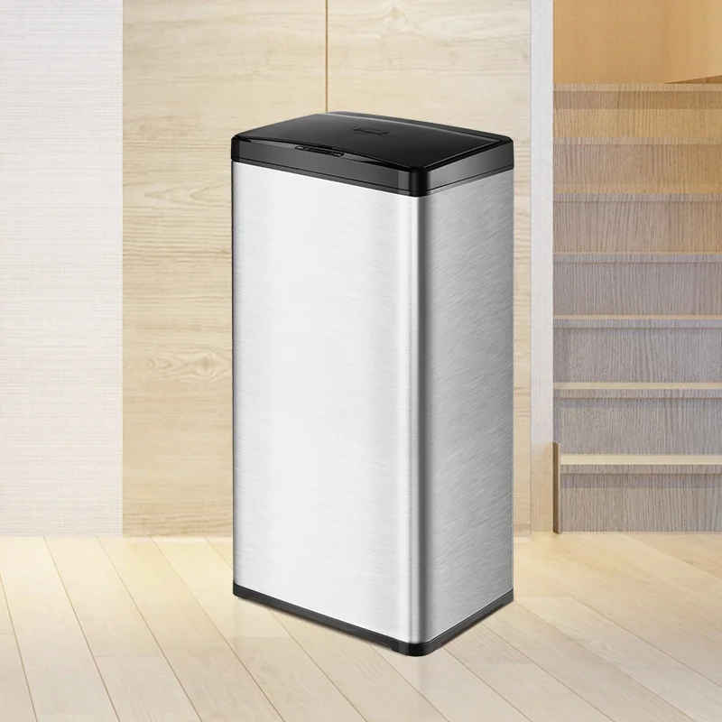 50L Commercial Hotel Lobby Smart Sensor Stainless Steel Trash Can Large for Kitchen Use Plastic Manufacturer Wholesale
