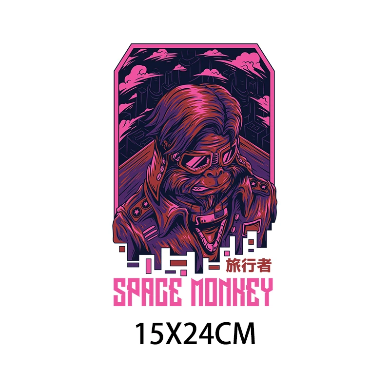 Creativity Punk Skull Heat Transfer Iron-On Clothes Accessories Spotlight Stripes On Jeans Back Fusible Patch Sticker Fabric