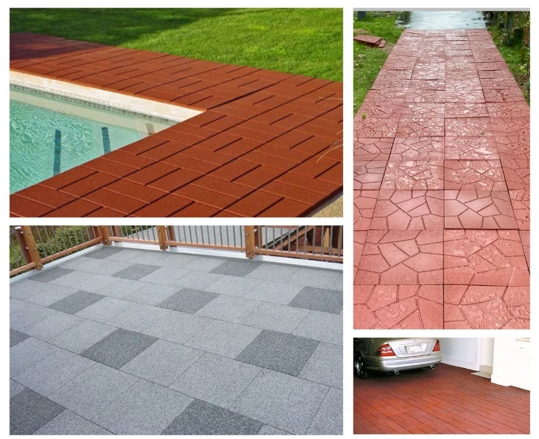 Garden Paving Bricks Two-sided garden rubber paver Outdoor pattern rubber brick Rubber floor tile