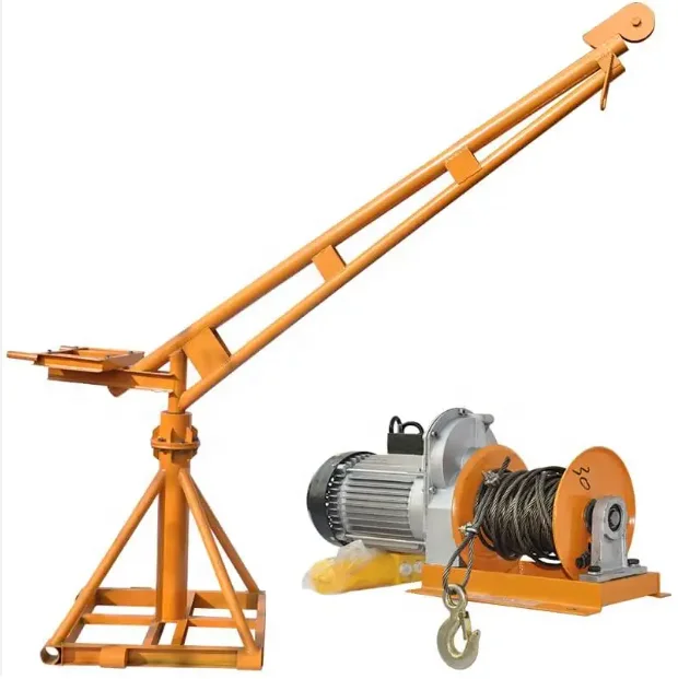 360 degrees rotate 0.5ton 1ton 2ton outdoor use mini engine crane construction lift crane