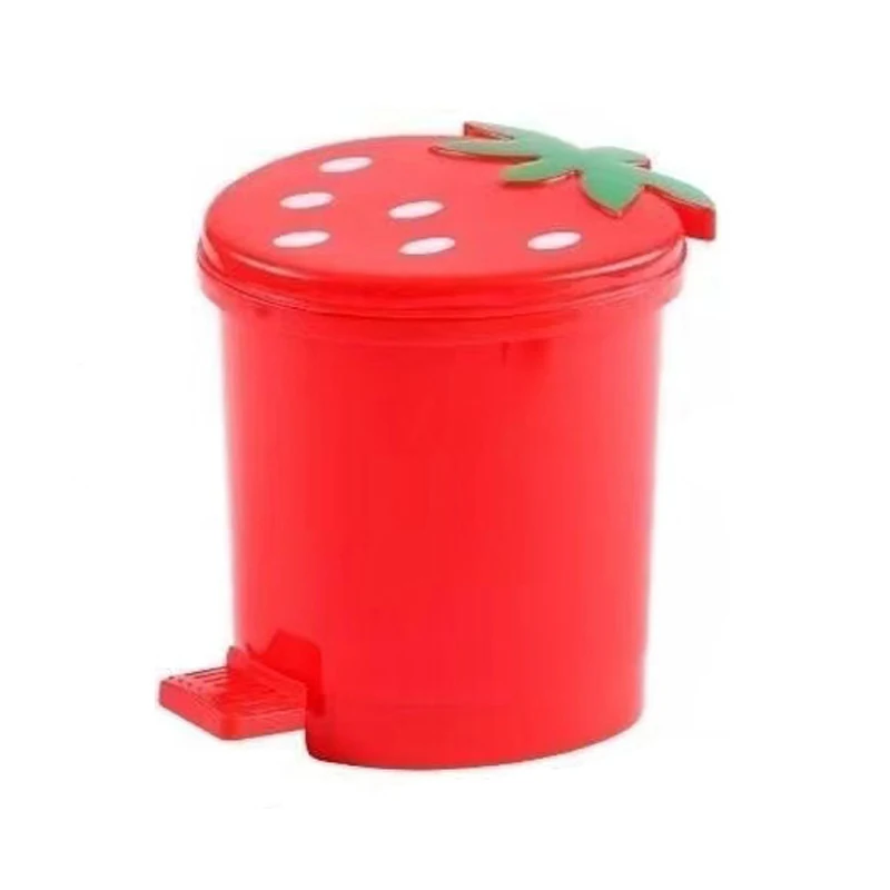 Pedal Garbage Bin Tabletop Mini Cute Fruit Shape Dustbin Desktop Trash Can Small Plastic Desktop Waste Bin