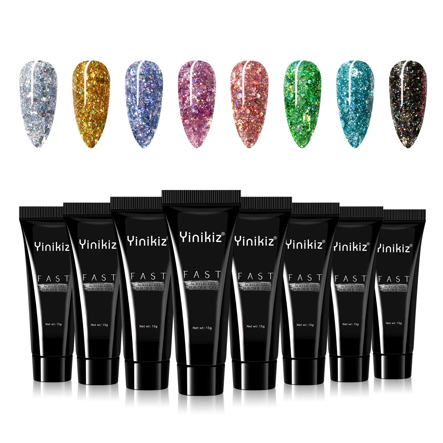 Poly UV Gel Nails Kit with Lamp Transparent Gel Quick Building Nail 8 Color 1kit Poly UV gels set