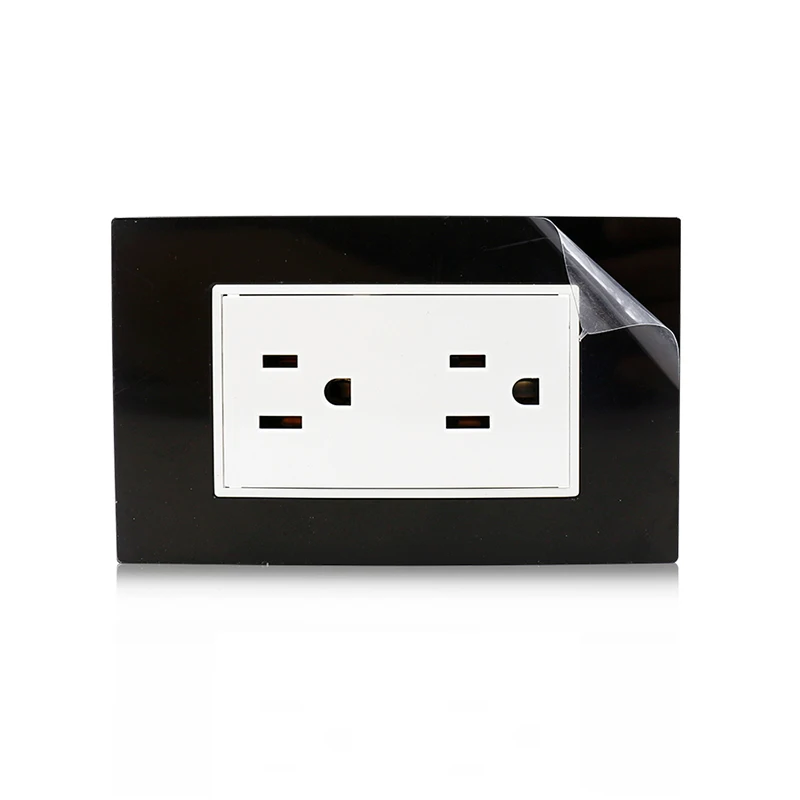 Acrylic Panel Flat Wall Plug Wall Socket Wenzhou 220 Volt Standard Grounding 6 Pin US Type Socket