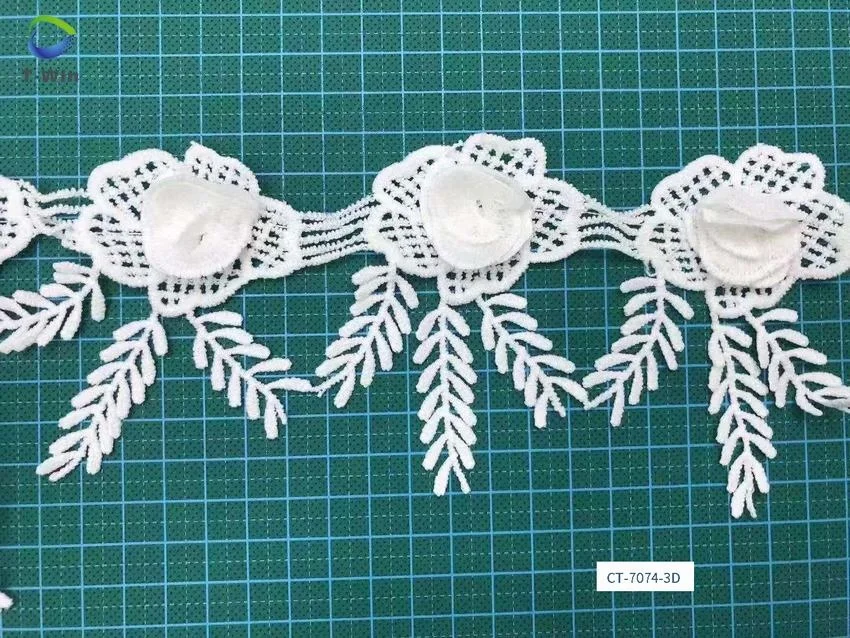 New guipure lace trim with 3d flowers for making dresses lace trim