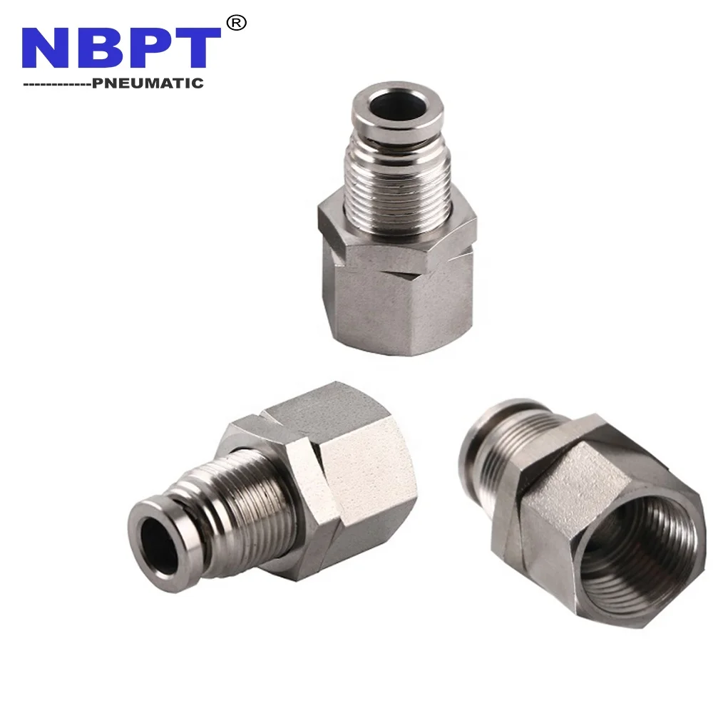 OD 4 6 8 10 12mm Internal Thread 1/8 1/4 3/8 1/2 BSP  NPT Thread Pneumatic Straight Bulkhead Female Stainless Steel Pipe Fitting