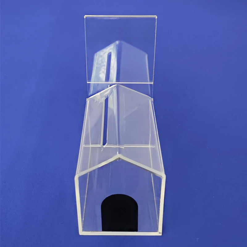Acrylic Dog House Collection Box, Housed shape Ballot box with Sign holder, Lockable House Donation box