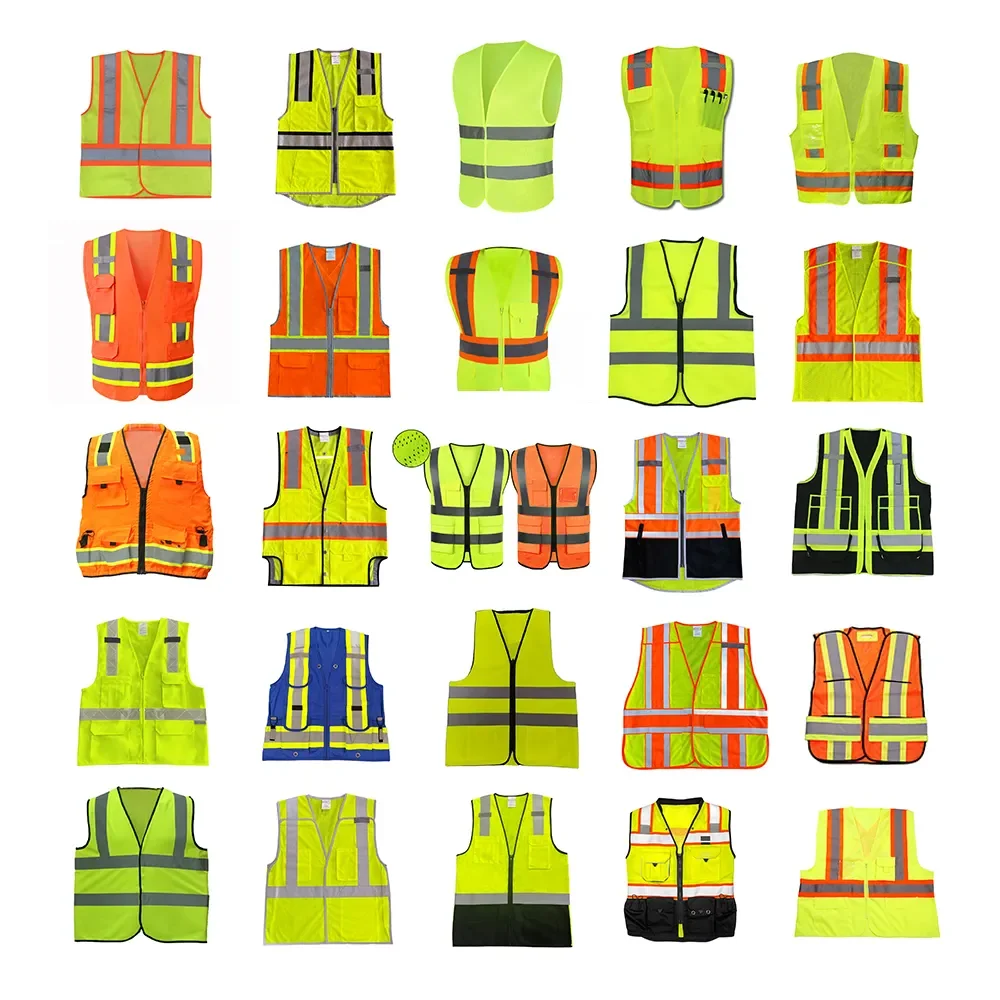 100%polyester Fluo Yellow Gelb Warnweste DIN ENISO 20471 Class 2 Reflective Warning Vest meet 89/686/EEC
