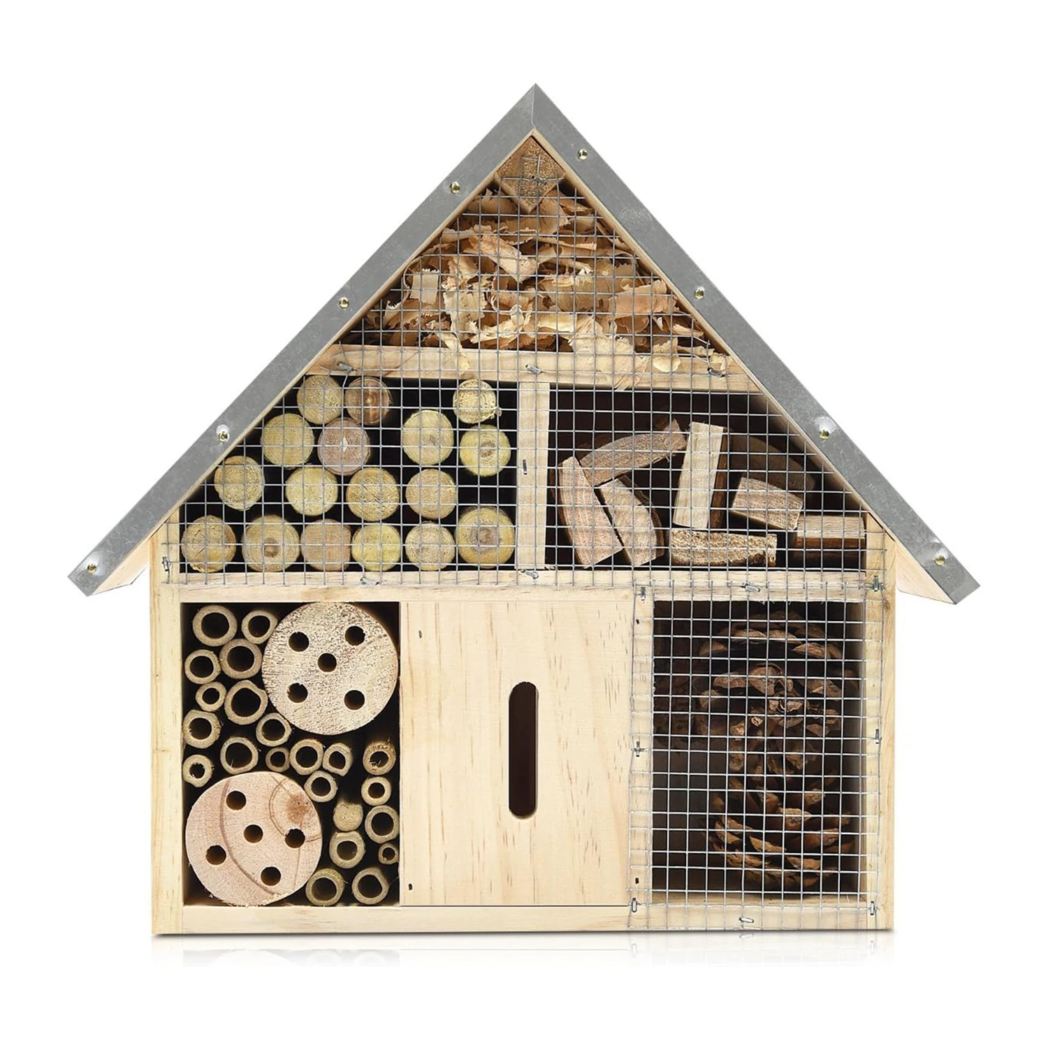 Natural Wood Insect Home Bamboo Nesting Habitat Garden Shelter for Bees Wooden Insect Hotel