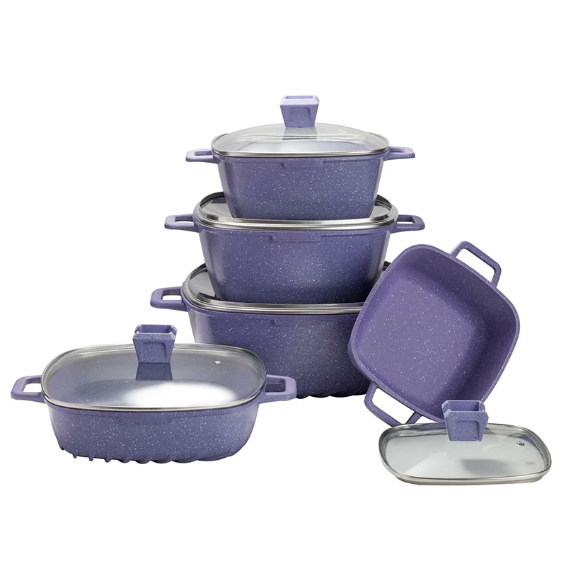 Новинка 2022 набор кастрюль из литого под давлением алюминия антипригарная посуда со стеклянной крышкой
