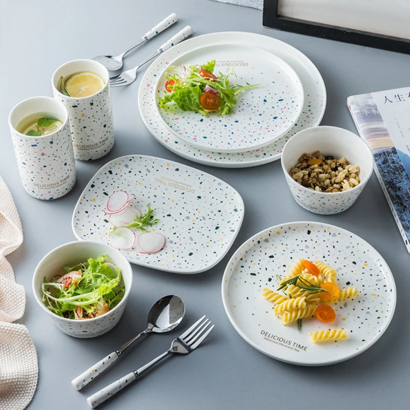 Wholesale Nordic Style Speckled Ceramic Pottery Tableware