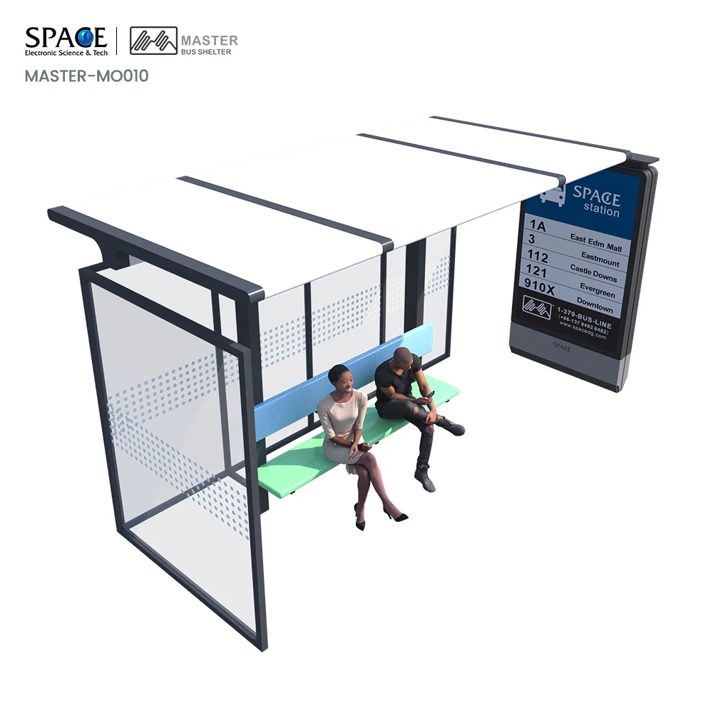 ODM / OEM Outdoor Road Sided Smart Bus Shelter Stop Station