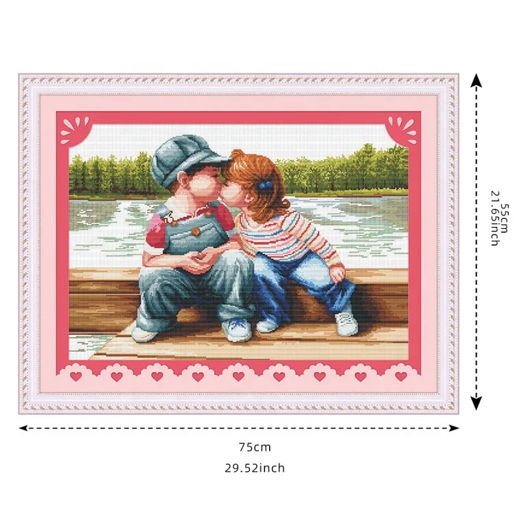 
Wholesale Handmade Embroidery Beginner Kits Red Wine Painting Home Decoration Cross-stitch Kits 