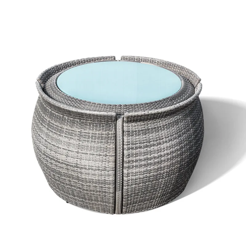 PE Rattan outdoor furniture coffee table and chair waterproof cushion garden balcony coffee tea sofa