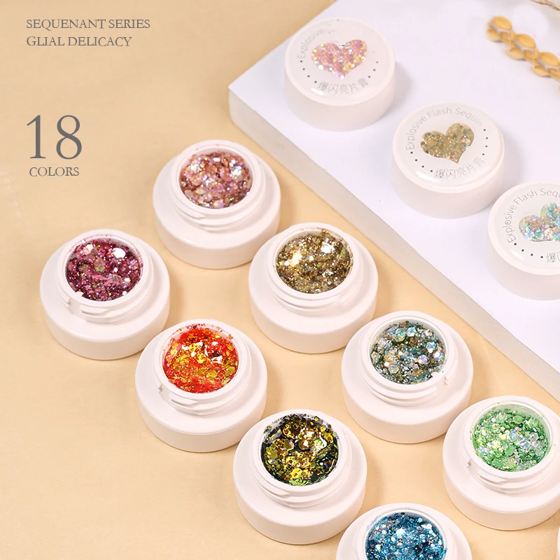 New Flash Sequin Cream Canned Nail Glue suit Nail Art Laser Magic Crystal Flash
