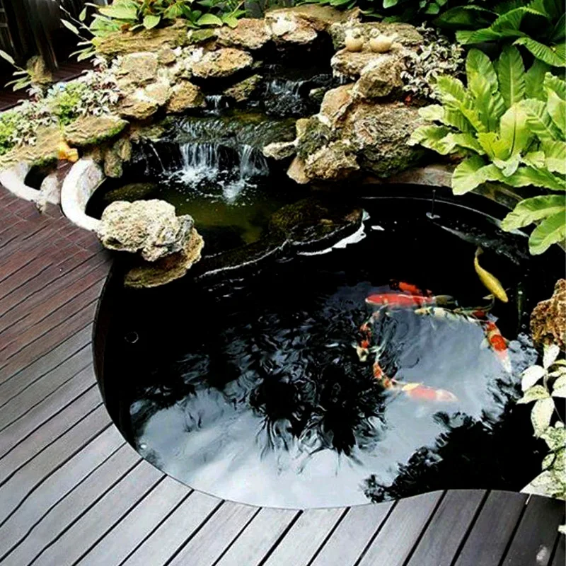 outdoor custom courtyard large fiberglass frp black preformed farm aquarium koi fish tank ponds for fish farming