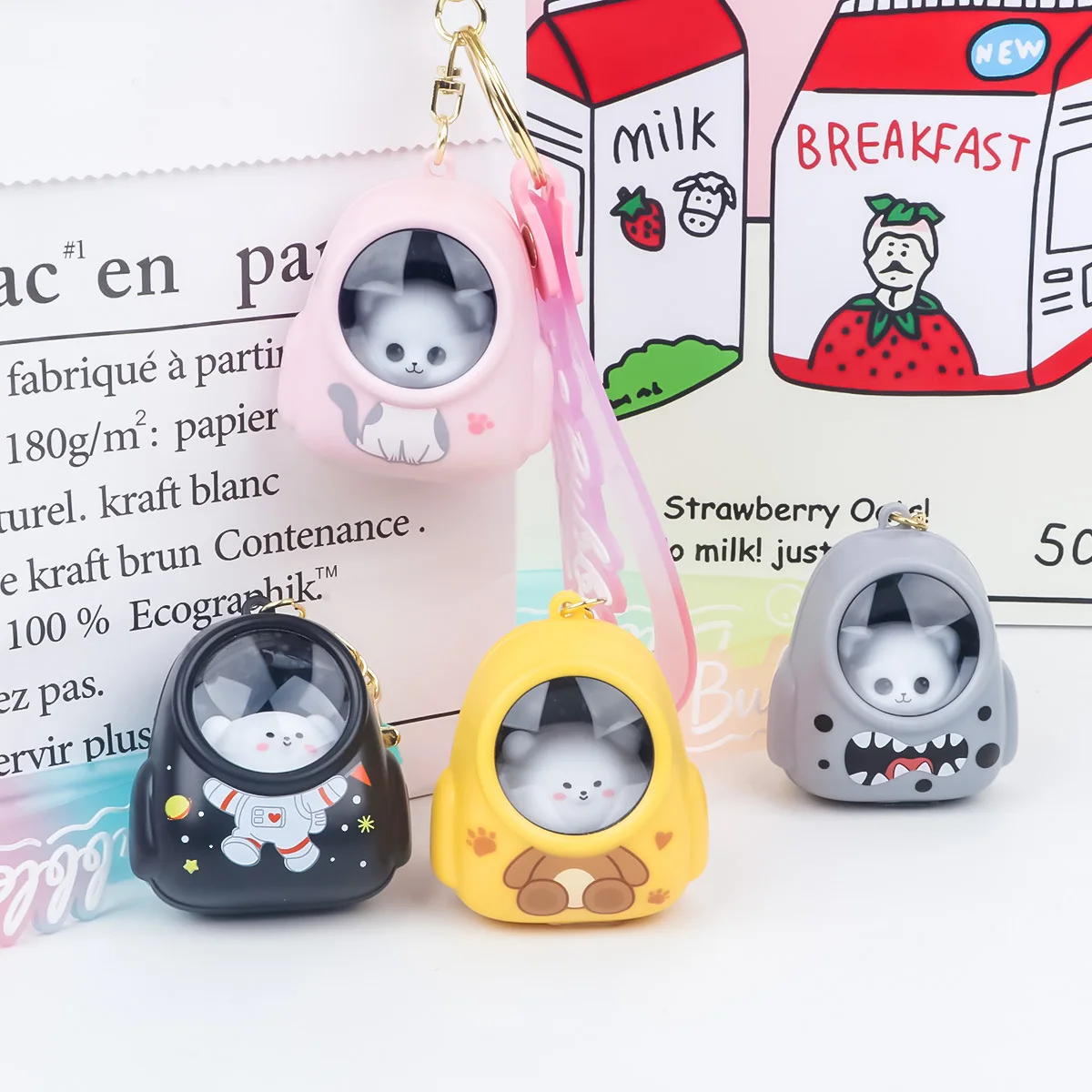 Led Keychain Creative Gifts Couple Keychain Customized Backpack Cat Keychain With LED Light