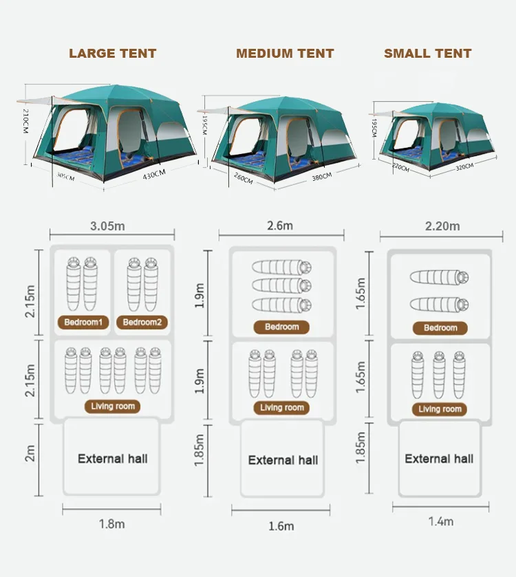 2025 New Family Waterproof Big Tent Tents Camping Outdoor for Events Hiking Picnic
