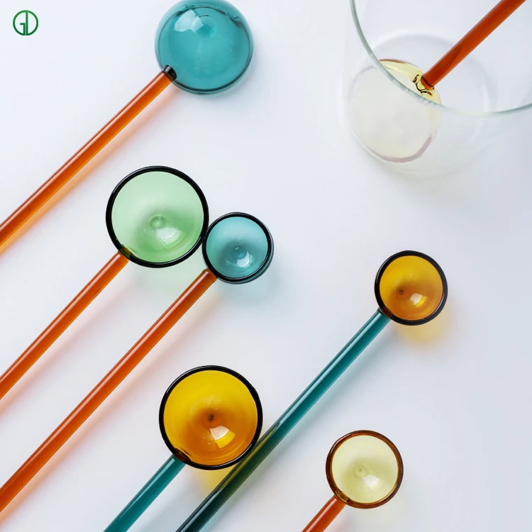 Wholesale Dishwasher available Decorative Long Handle Ice Cream Wedding Dessert Yogurt Milk Coffee Stirring Glass Spoon