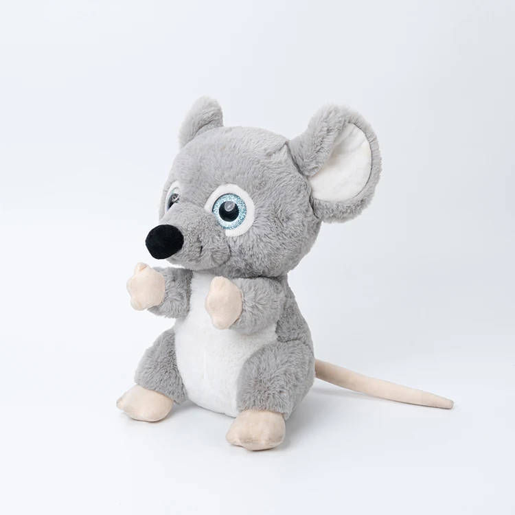 new design mouse rat soft stuffed plush toy stuffed big bright eyes grey and white mouse plush toy