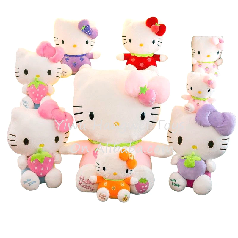 Factory Wholesale Fruit Hello Kt Plush Toy StrawBerry Cat Kt Plush Toy Doll Girl Birthday Gift Stuffed Animal Toys