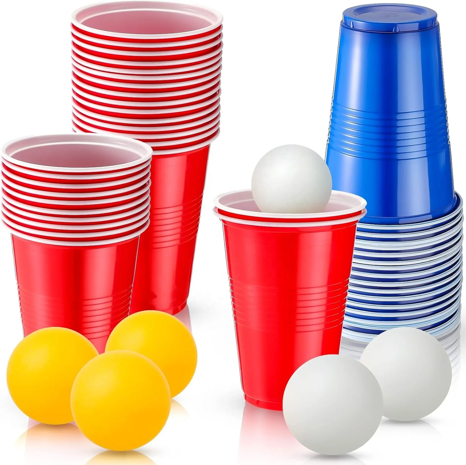 Table Tennis Ball Set 50 Plastic Table Tennis Cups Including 25 Red 25 Blue 10 Balls for Halloween Party board games for adults