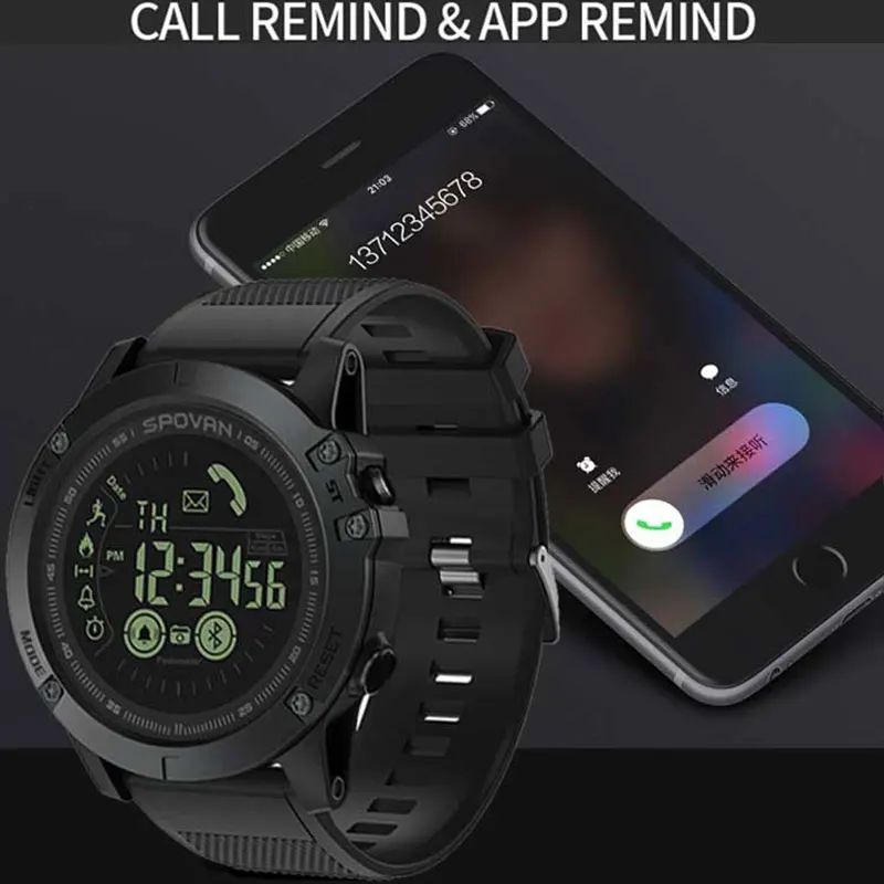 Spovan Waterproof Android Battery Replacement Men Fitness Tracker Relog Inteligente Smart Watch